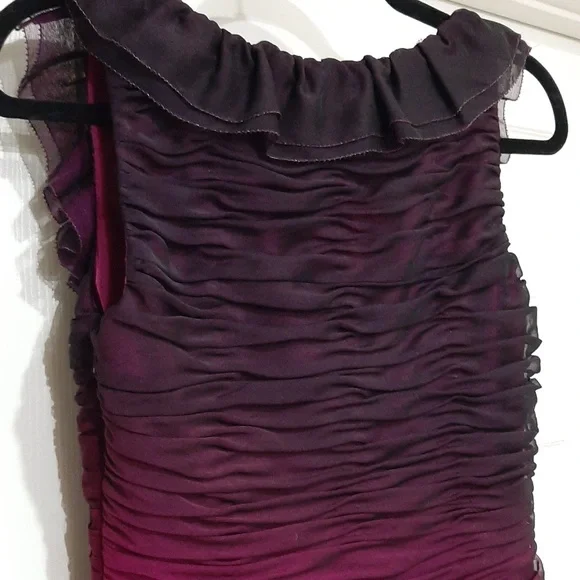 ADRIANNA PAPELL RUCHED PURPLE OMBRÉ SLEEVELESS DRESS SIZE 6 - Picture 14 of 15